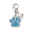 10Pcs 10 Colors Glitter Dog Paw Print Alloy Enamel Pendant Decoration HJEW-JM02272-3