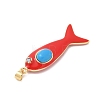 Fish Brass Micro Pave Cubic Zirconia Pendants KK-K408-49G-08-2