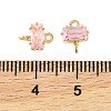 Brass Pave Cubic Zirconia Rectangle Connector Charms KK-P347-06G-02-4
