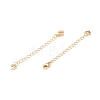 Brass Curb Chain Extenders with Micro Pave Cubic Zirconia Heart Charm KK-I702-54G-2