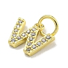 Letter Brass Micro Pave Clear Cubic Zirconia Pendants KK-K354-06G-W-2