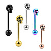 Skull 304 Stainless Steel Straight Barbell 15 Gauge Piercing Tongue Rings for Women Men FS-WG07D05-01-2