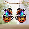 Pumpkin Cup with Ghost Acrylic Dangle Earrings FS-WG7B4FC-01-1