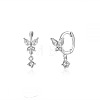 925 Sterling Silver Butterfly Hoop Earrings with Cubic Zirconia CY9476-2-1