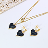 Stainless Steel Micro Pave Cubic Zirconia Stud Earrings & Pendant Double Layer Necklaces Sets for Women RT8932-3