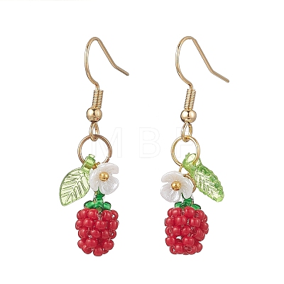 Handmade Glass Seed Beads Apple Dangle Earrings EJEW-MZ00575-05-1