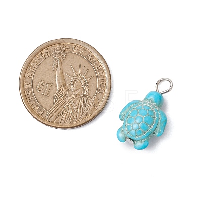 Dyed Synthetic Turquoise Pendants PALLOY-JF02924-02-1