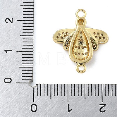 Rack Plating Brass Micro Pave Clear Cubic Zirconia Bee Connector Charms KK-A234-072G-1