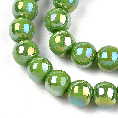 Electroplate Opaque Glass Beads Strands GLAA-T032-P10mm-AB06-1