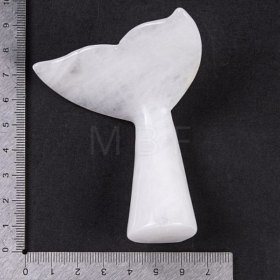 Natural White Jade Whale Fishtail Figurines Statues for Home Office Desktop Feng Shui Ornament G-Q172-11D-1