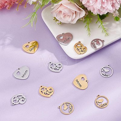 Unicraftale 12Pcs 6 Style 304 Stainless Steel Pendants STAS-UN0039-83-1