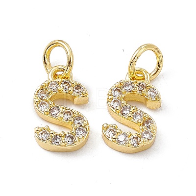 Real 18K Gold Plated Brass Micro Pave Clear Cubic Zirconia Charms KK-E068-VB452-S-1