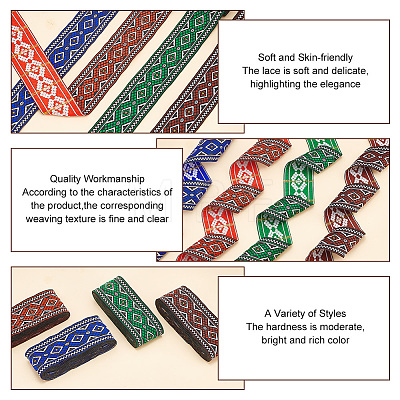  14M 4 Colors Ethnic Style Rhombus Pattern Polyester Ribbon OCOR-PH0003-89-1