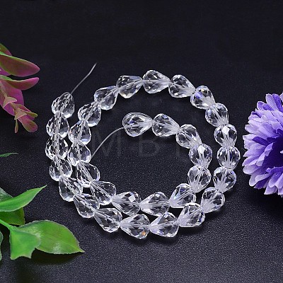 Faceted Teardrop Imitation Austrian Crystal Bead Strands G-M185-8x6mm-01A-1