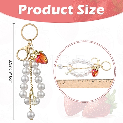 Acrylic & ABS Plastic Pearl Bead Keychains KEYC-YW00299-03-1