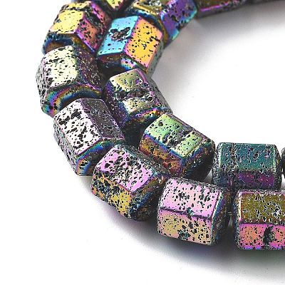 Electroplated Natural Lava Rock Beads Strands G-A251-A01-01A-1