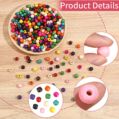 660Pcs 11 Colors Dyed Natural Maple Wood Beads WOOD-PA0001-61A-1