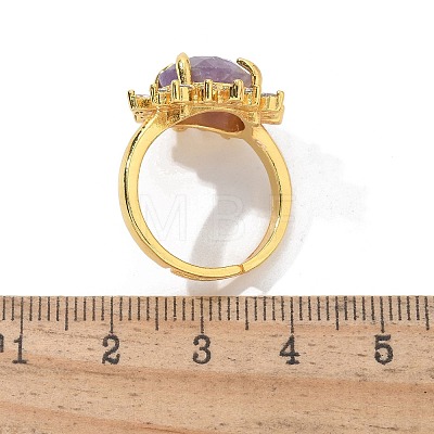 Sunflower Natural Amethyst Finger Rings RJEW-B113-03G-08-1