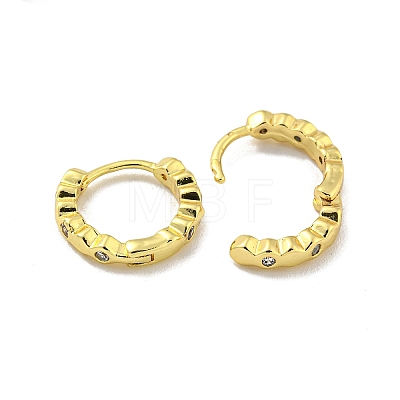 Brass Micro Pave Cubic Zirconia Hoop Earring EJEW-C088-04F-G-1