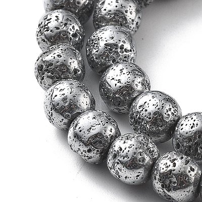 Electroplated Natural Lava Rock Beads Strands G-A251-B01-01C-1