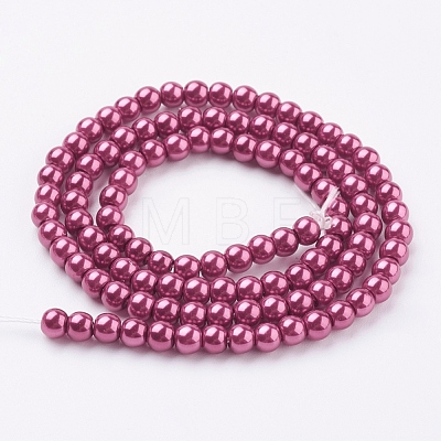 Eco-Friendly Dyed Glass Pearl Round Beads Strands HY-A002-4mm-RB027-1