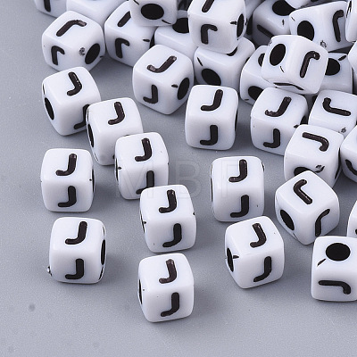 White Opaque Acrylic Beads MACR-R869-02J-1