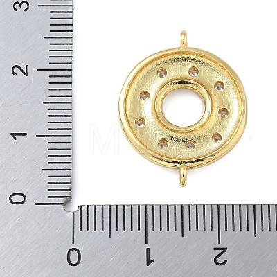 Rack Plating Brass Clear Cubic Zirconia Donut Connector Charms KK-A234-030G-02-1