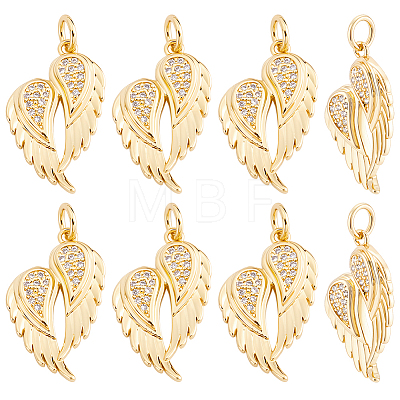 10Pcs Brass Micro Pave Cubic Zirconia Pendants ZIRC-BBC0003-79G-1