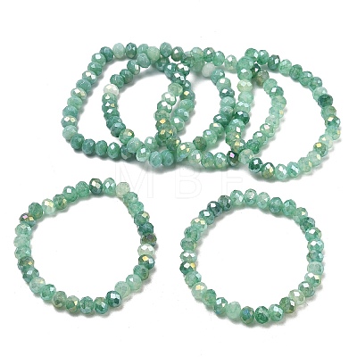 AB Color Faceted Rondelle Glass Beaded Stretch Bracelets for Women BJEW-PH01820-11-1