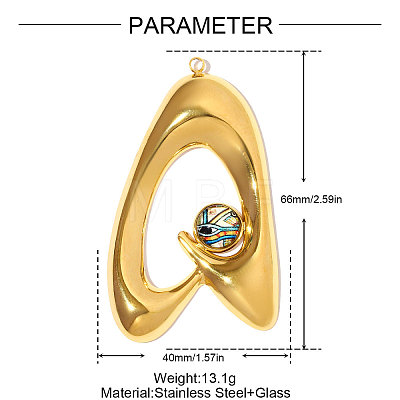 304 Stainless Steel Glass Big Pendants STAS-OY008-96G-1
