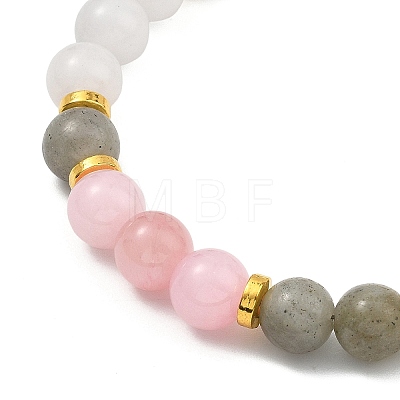 Natural Mashan Jade and White Jade and Labradorite Round Beaded Bracelets for Women BJEW-JB13589-1
