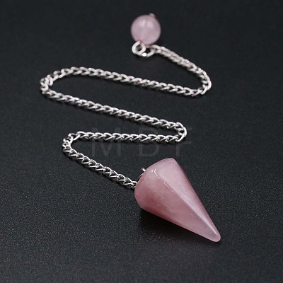 Natural Gemstone Dowsing Pendulum Hexagonal Cone Big Pendants & Mushromm Massage Stone Sets WG51030-01-1