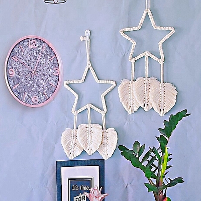 Bohemian Macrame Star Woven Polycotton Wall Hanging Ornaments PW-WG65708-01-1