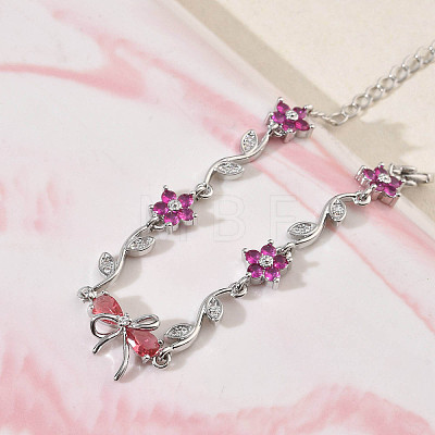 Brass Micro Pave Cubic Zirconia Link Chain Bracelets for Women BJEW-C156-04E-03P-1