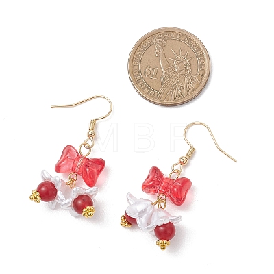 Bowknot Glass Dangle Earrings EJEW-JE06856-1
