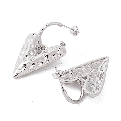 Heart Brass Dangle Stud Earrings EJEW-M244-06P-1