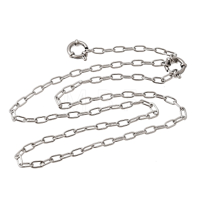 4MM 201 Stainless Steel Paperclip Chain Necklaces for Unisex NJEW-K302-24P-1