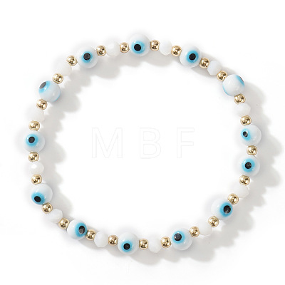 Glass Evil Eye Beaded Stretch Bracelets for Women Men VP6778-3-1