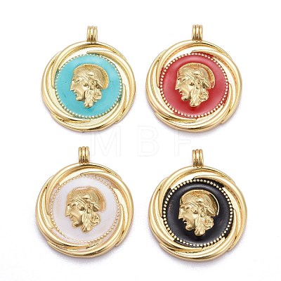 Brass Enamel Pendants KK-A151-02G-RS-1