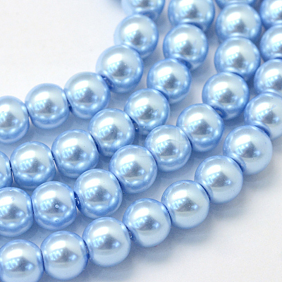 Baking Painted Pearlized Glass Pearl Round Bead Strands X-HY-Q003-6mm-24-1