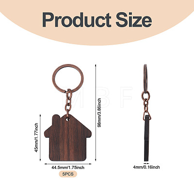 Walnut Wood Pendant Keychains KEYC-TAC0034-06D-1