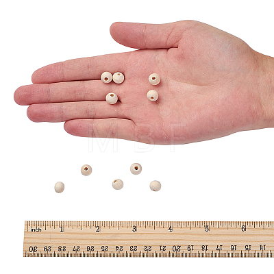 Natural Unfinished Wood Beads LS-WOOD-S651-8mm-LF-1