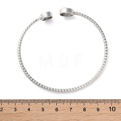 Clear Cubic Zirconia Open Cuff Bangle BJEW-G737-01P-03-1