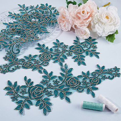 Flower Polyester Embroidery Lace Appliques DIY-WH20011-03B-1