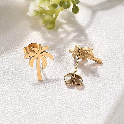 304 Stainless Steel Stud Earrings EJEW-I317-02G-1
