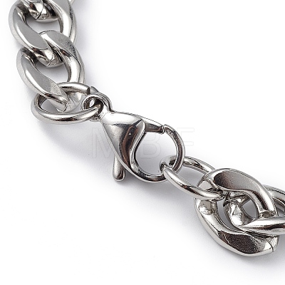 304 Stainless Steel Curb Chain Bracelet for Men Women BJEW-G669-23P-1