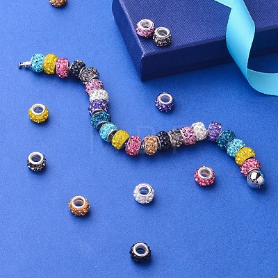 Polymer Clay Rhinestone European Beads CPDL-JP0001-01-1