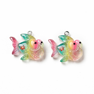 Ocean Theme Transparent Resin Pendants RESI-E024-05P-04-1