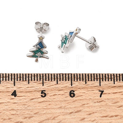 925 Sterling Silver Stud Earrings EJEW-D342-03P-1