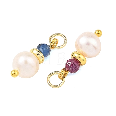 9Pcs 9 Styless Faceted Natural Mixed Stone and Pearl Beaded Pendants PALLOY-JF06015-1